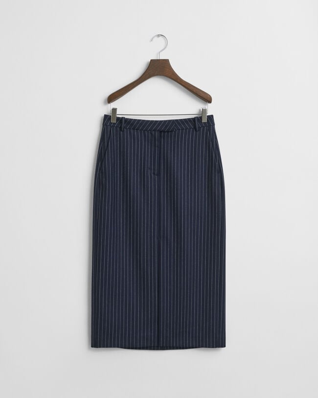 Falda midi de raya diplomática