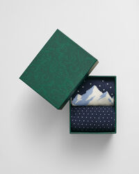Caja de regalo con dos pares de calcetines con estampado de esquí