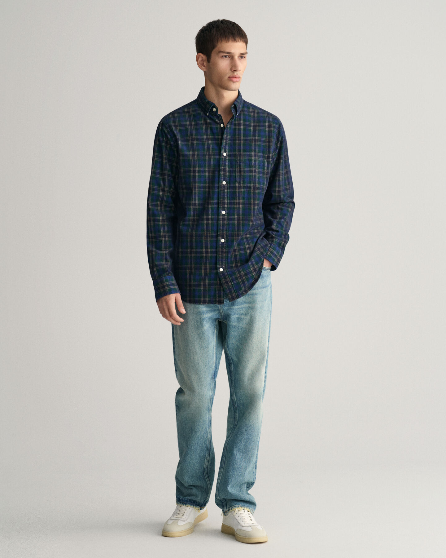 Camisa Regular Fit de pana a cuadros