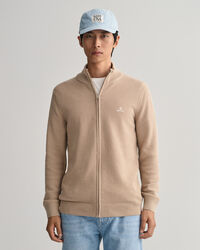 C&aacute;rdigan en piqu&eacute; de algod&oacute;n con cremallera