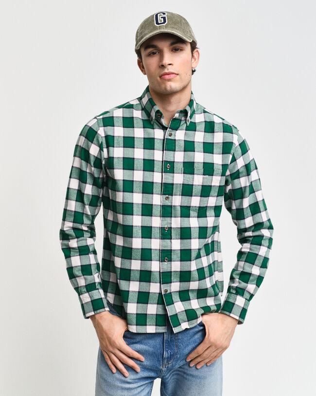 Camisa Regular Fit a cuadros con diseño de espiga