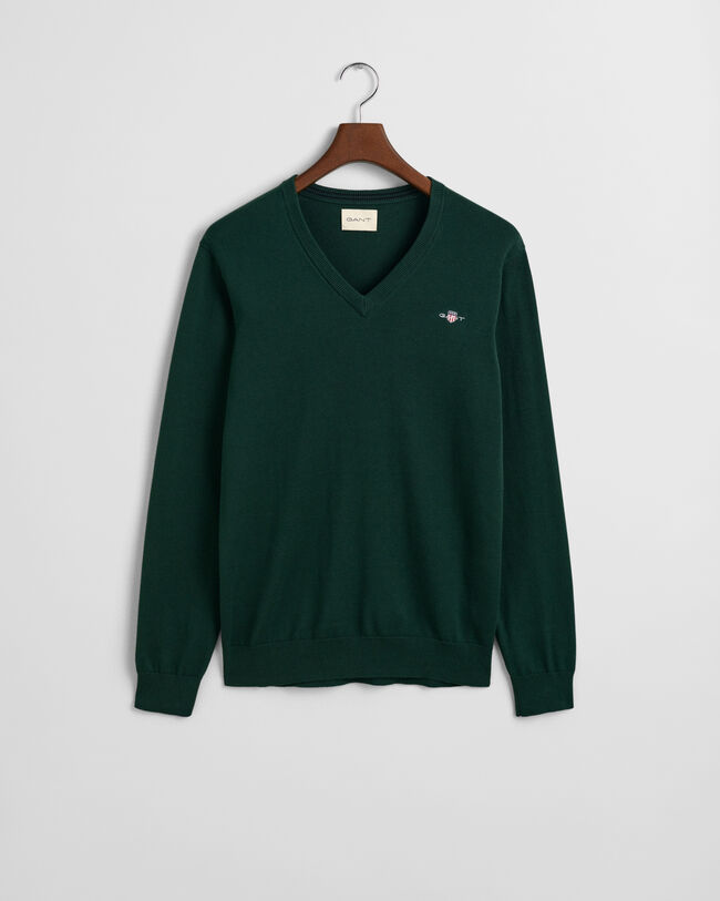 Jersey clásico de algodón con cuello de pico