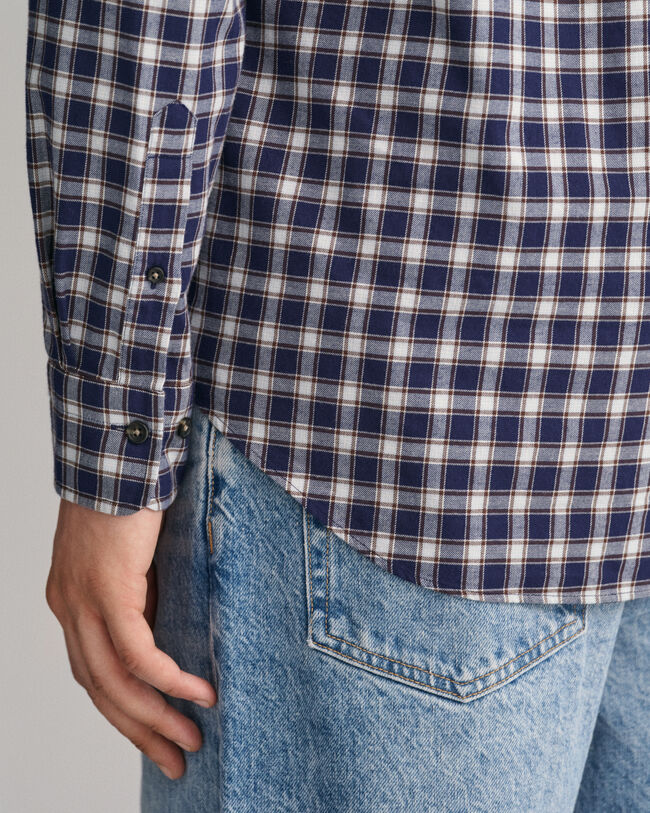 Camisa Regular Fit de franela con microestampado de tela escocesa