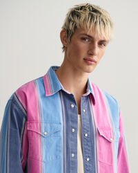 Camisa Relaxed Fit de sarga Heavy a rayas