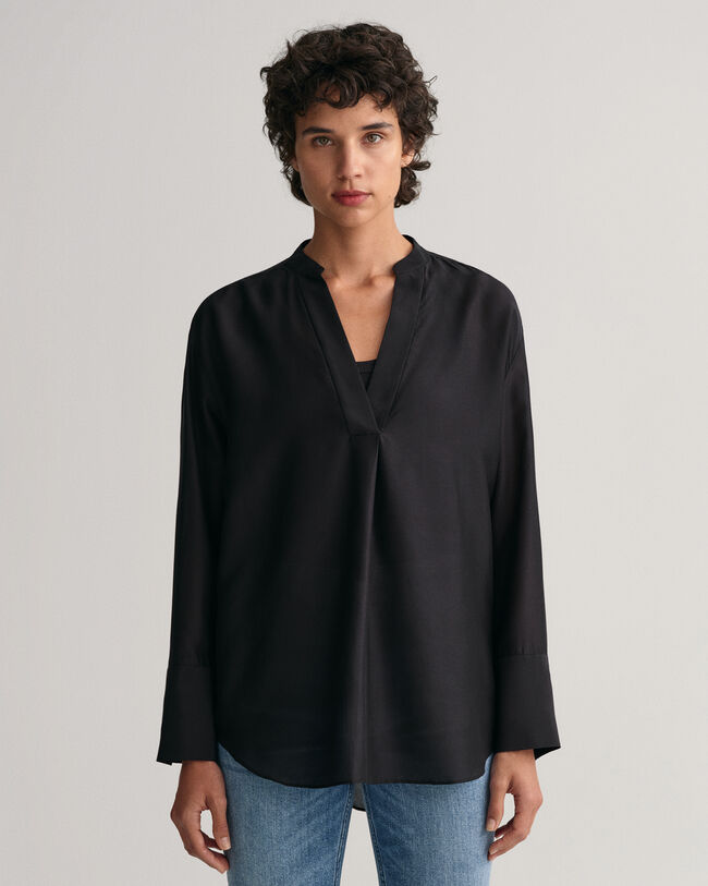 Blusa Relaxed Fit con cuello recto