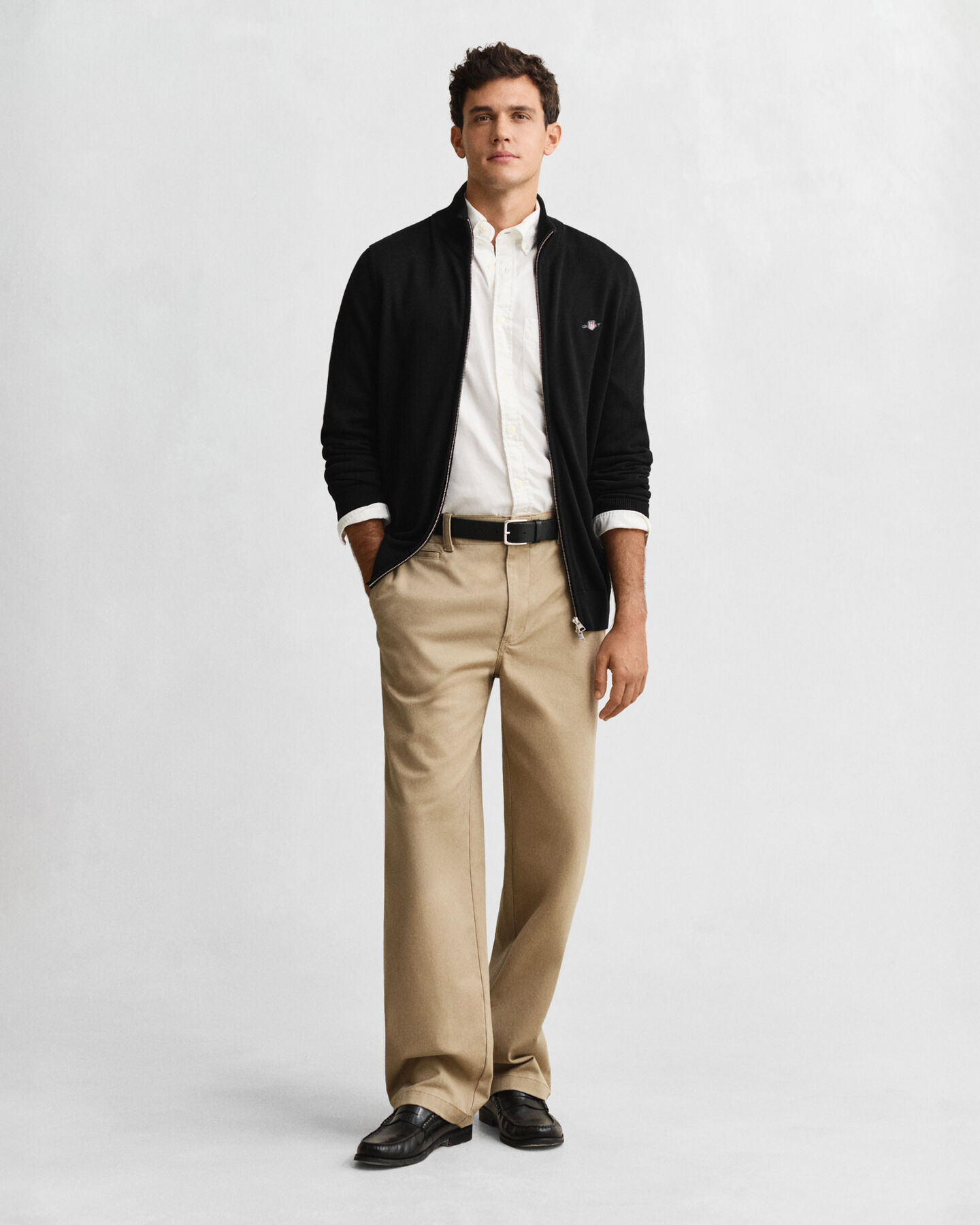 Cárdigan de algodón con cremallera Casual