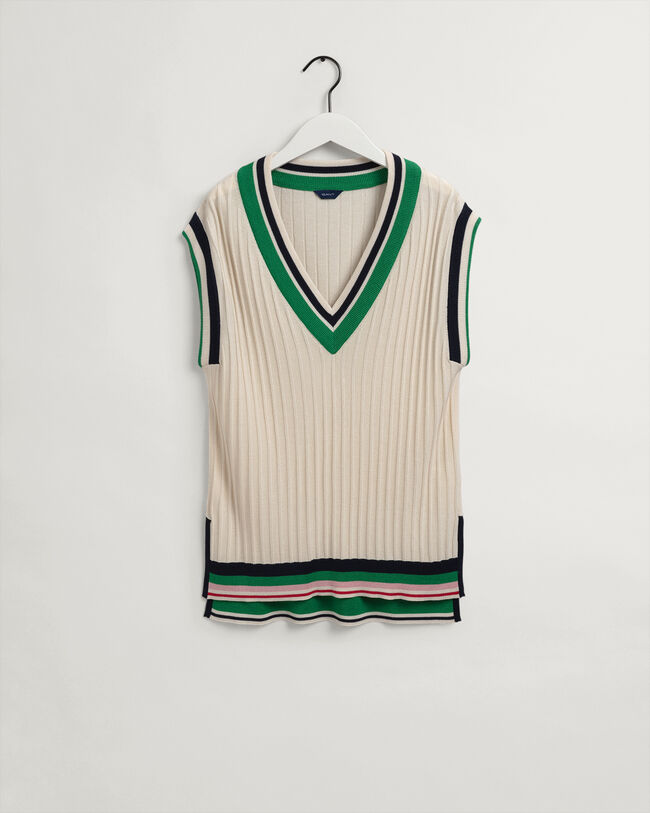 Chaleco de punto acanalado a rayas