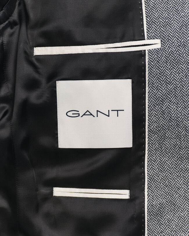 Chaqueta de traje Slim Fit de franela con diseño de espiga