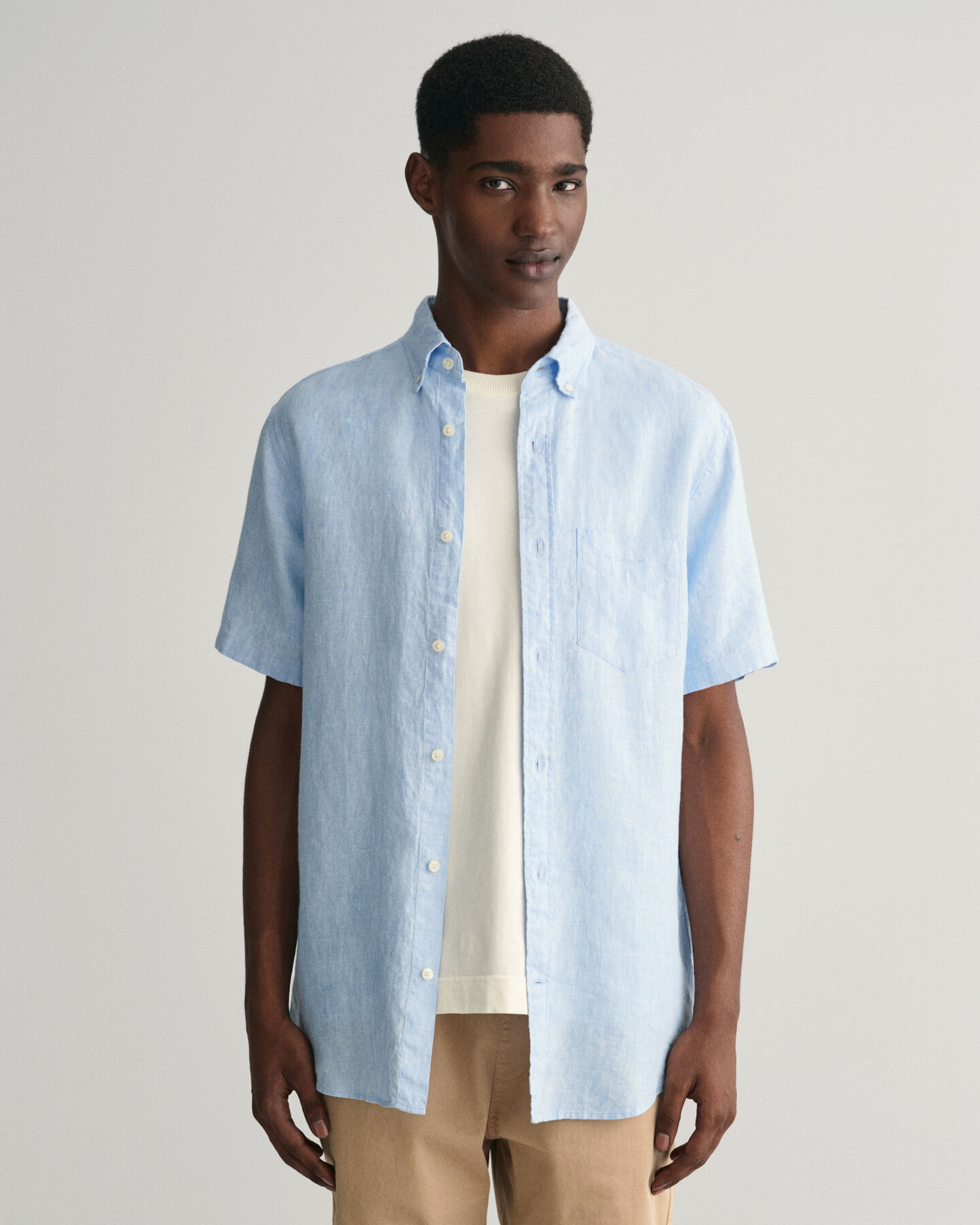 Camisa Regular Fit de manga corta y lino