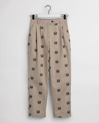 Pantalones chinos de pinzas y talle alto con bordado Crest