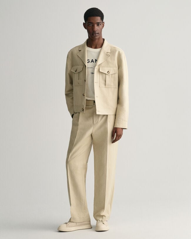 Americana de traje Relaxed Fit de algod&oacute;n y lino