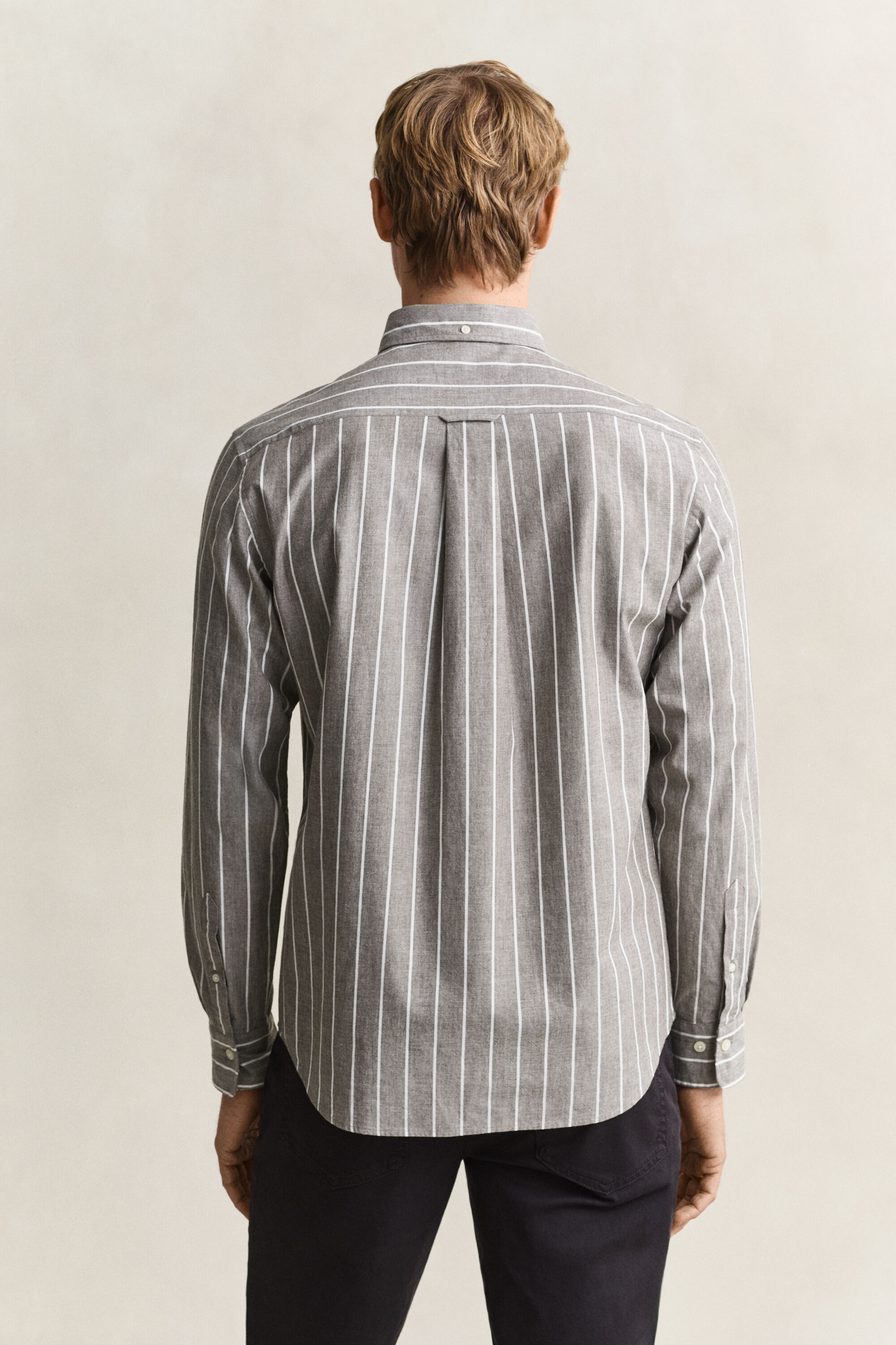 Camisa de popelina jaspeada a rayas