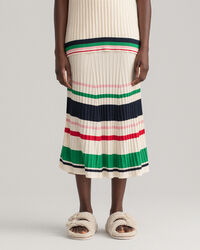 Falda de punto acanalado a rayas