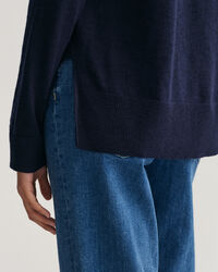 Jersey en mezcla de lino con cuello de pico