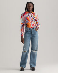 Camisa Regular Fit de seda y algod&oacute;n con estampado de cachemir