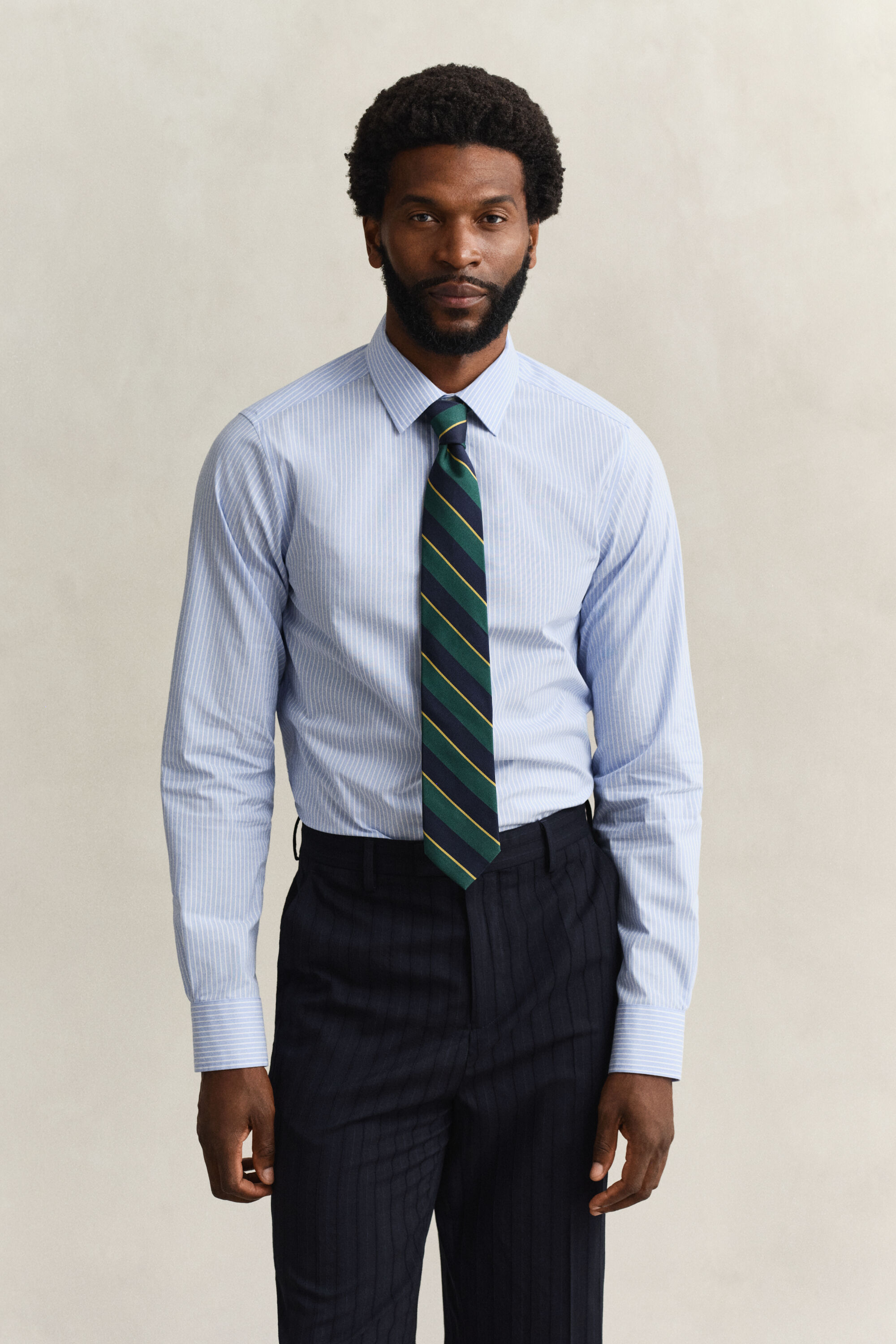 Camisa de popelina elástica a rayas