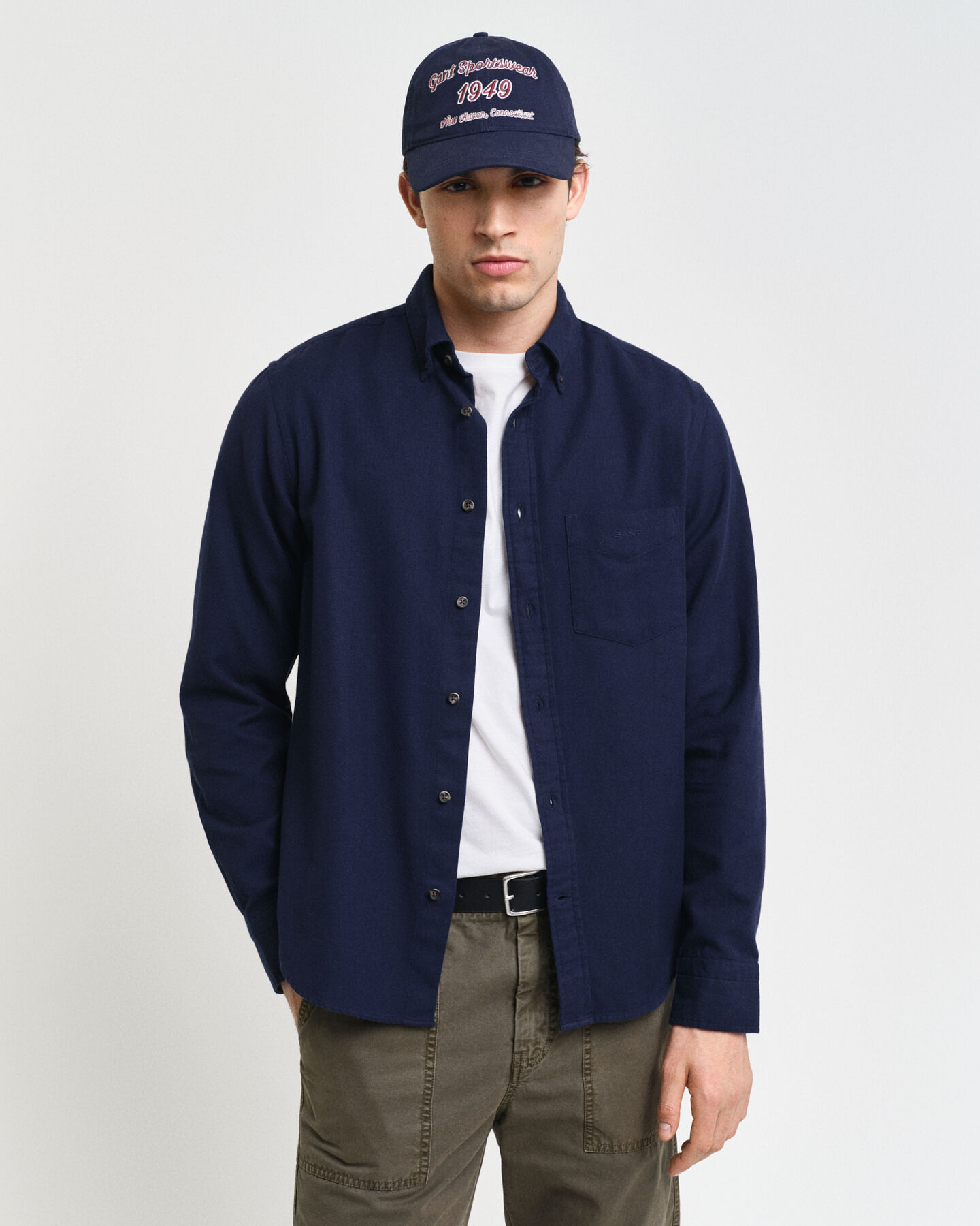 Camisa de franela Regular Fit con dise&ntilde;o de espiga