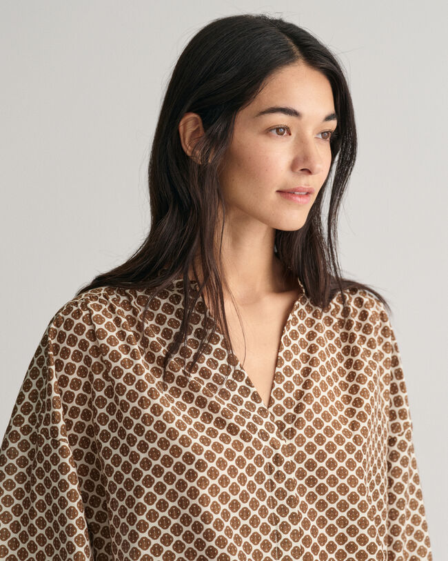 Blusa de seda y algodón con estampado Monogram