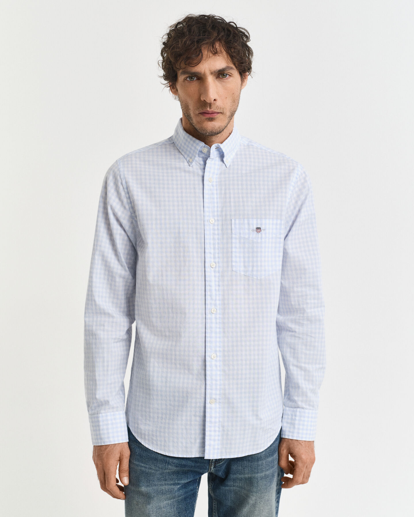 Camisa Regular Fit clásica de popelina a cuadros Vichy