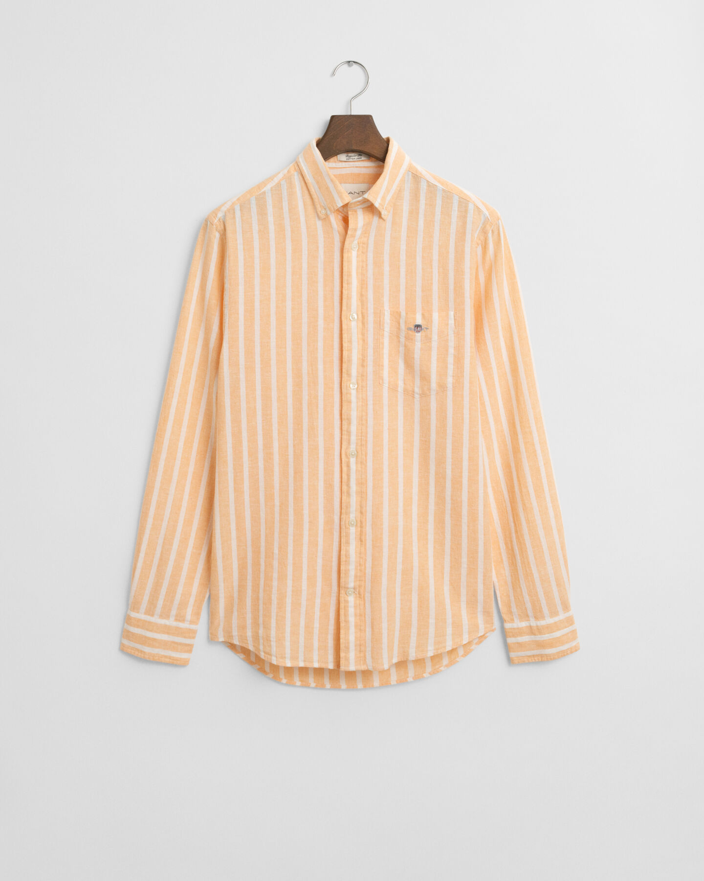 Camisa Regular Fit de lino y algodón a rayas