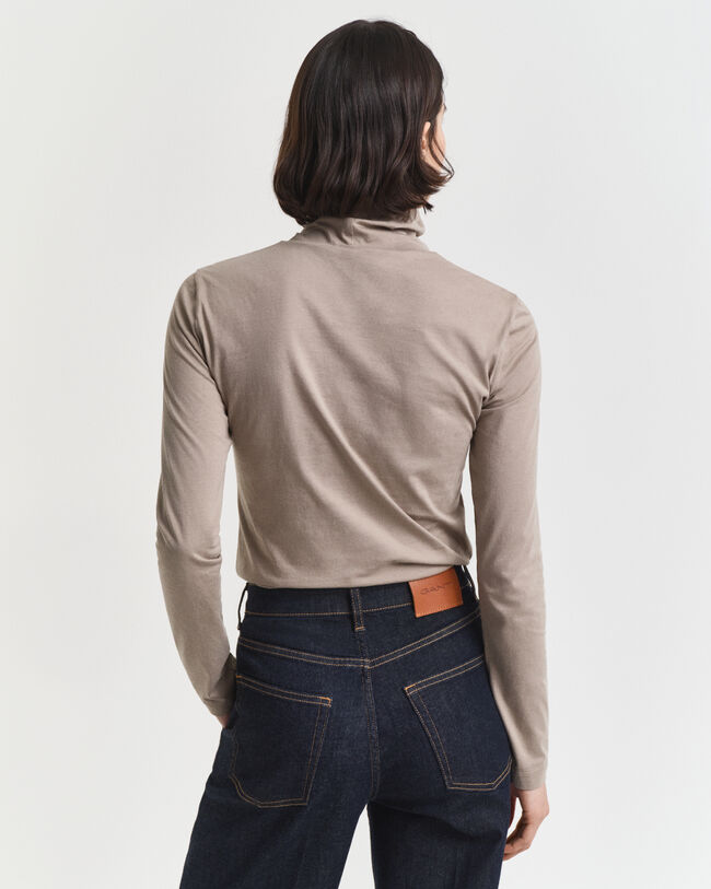 Top ligero de algodón con cuello de cisne