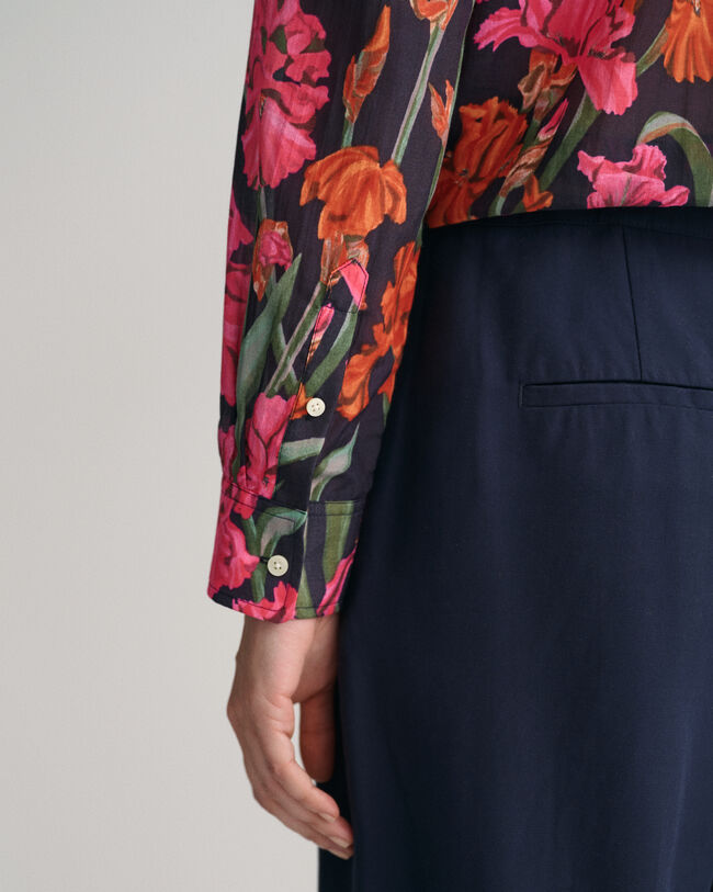 Camisa Regular Fit de seda y algod&oacute;n con estampado Iris