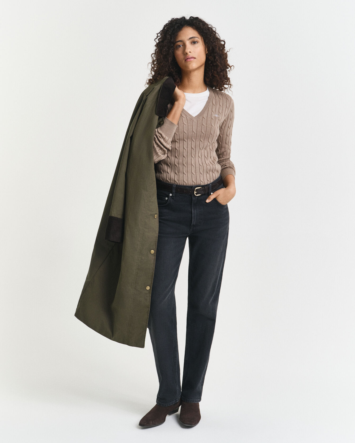 Jersey de cuello de pico en punto de ochos