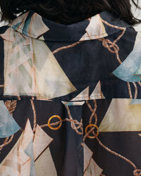 Camisa Relaxed Fit de seda y algodón Sailing Print
