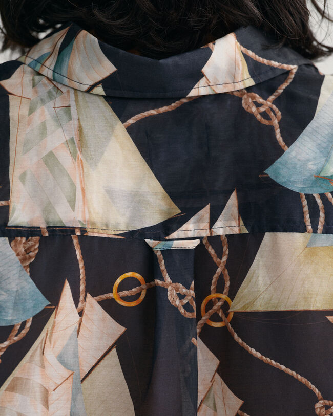 Camisa Relaxed Fit de seda y algodón Sailing Print
