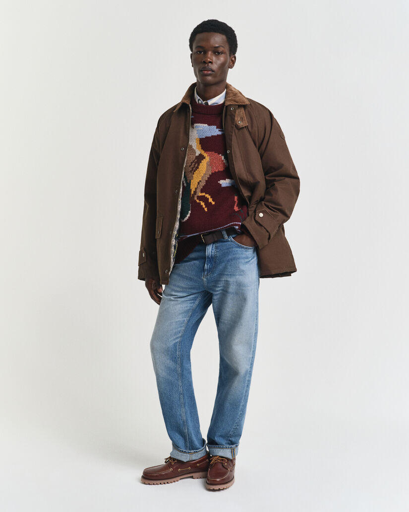 Jersey de cuello redondo con diseño de pájaro