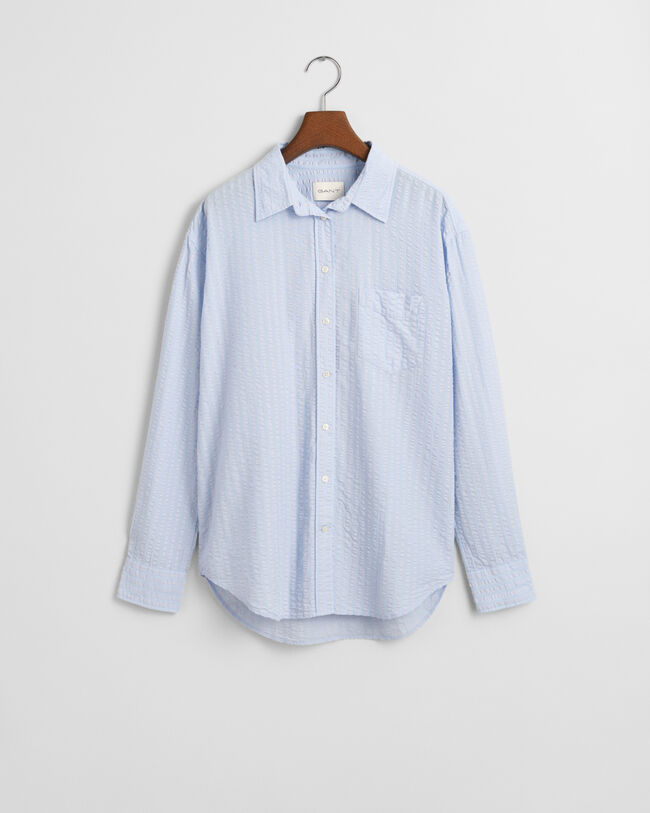 Camisa Relaxed Fit de sirsaca a rayas del mismo tono