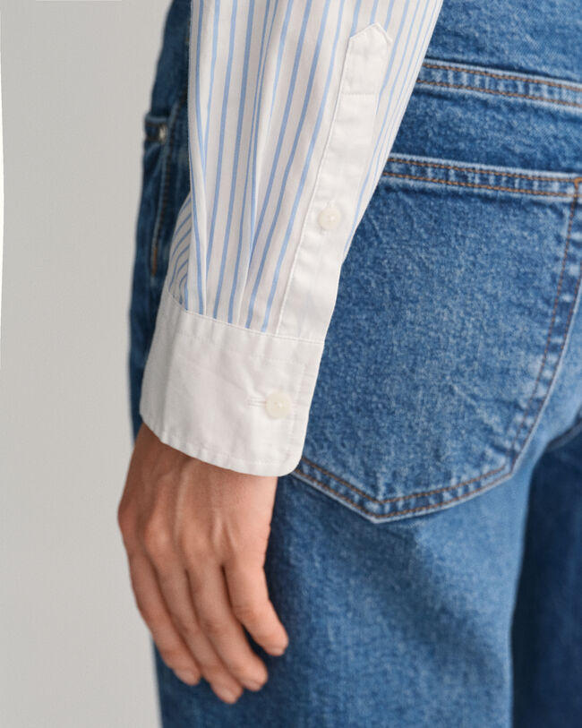 Camisa Regular Fit a rayas con cuello en contraste