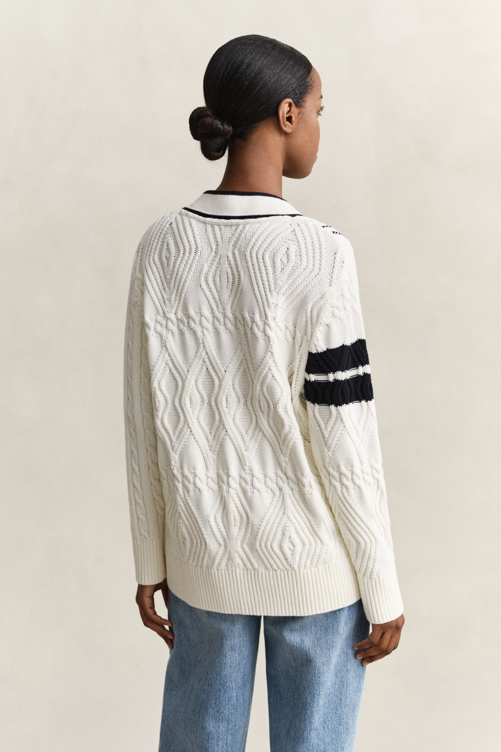 Cárdigan de punto de ochos Varsity