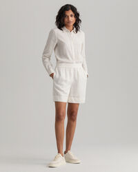 Pantalones cortos de lino y viscosa con cinturilla el&aacute;stica