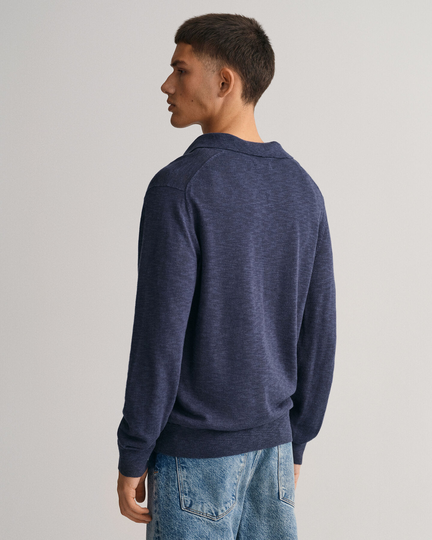 Jersey tipo polo de algodón y lino