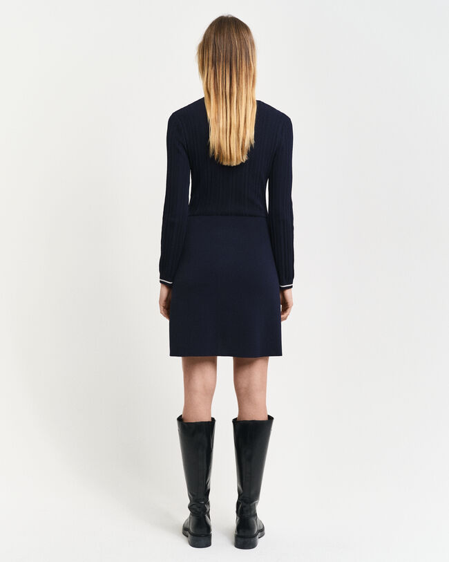 Vestido de punto con canalé en contraste