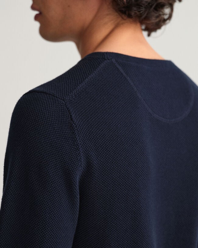 Jersey de cuello redondo en piqu&eacute; de algod&oacute;n