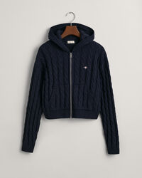 Sudadera corta de punto de ochos con capucha y cremallera Shield Teen Girls