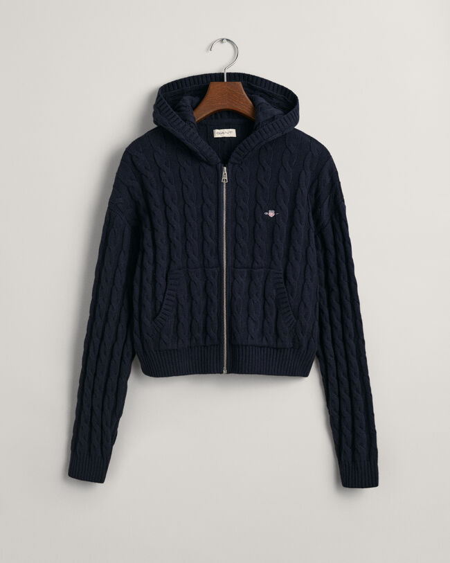 Sudadera corta de punto de ochos con capucha y cremallera Shield Teen Girls