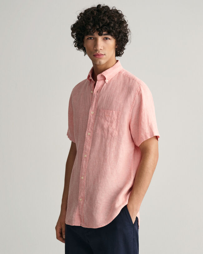 Camisa Regular Fit de manga corta y lino