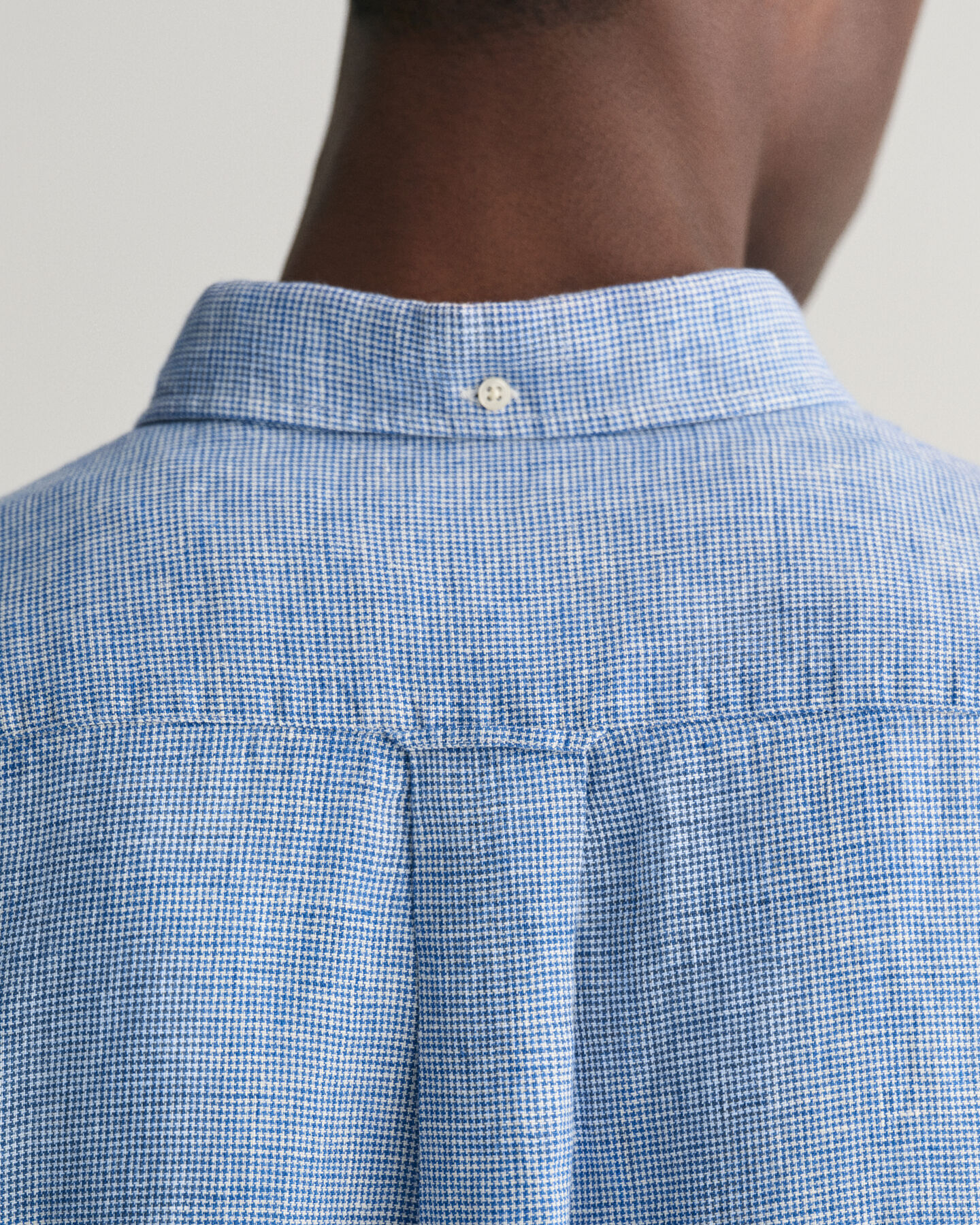 Camisa Regular Fit de manga corta y lino Houndstooth