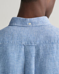 Camisa Regular Fit de manga corta y lino Houndstooth