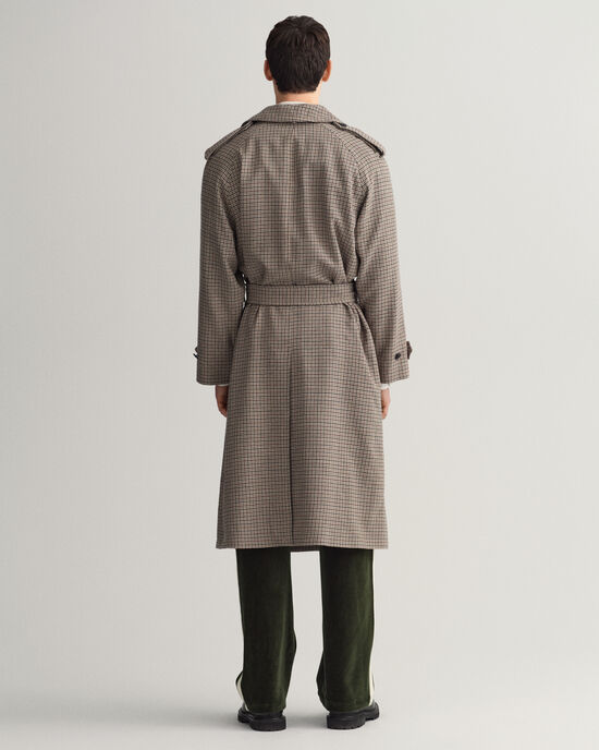 Gabardina de lana Houndstooth