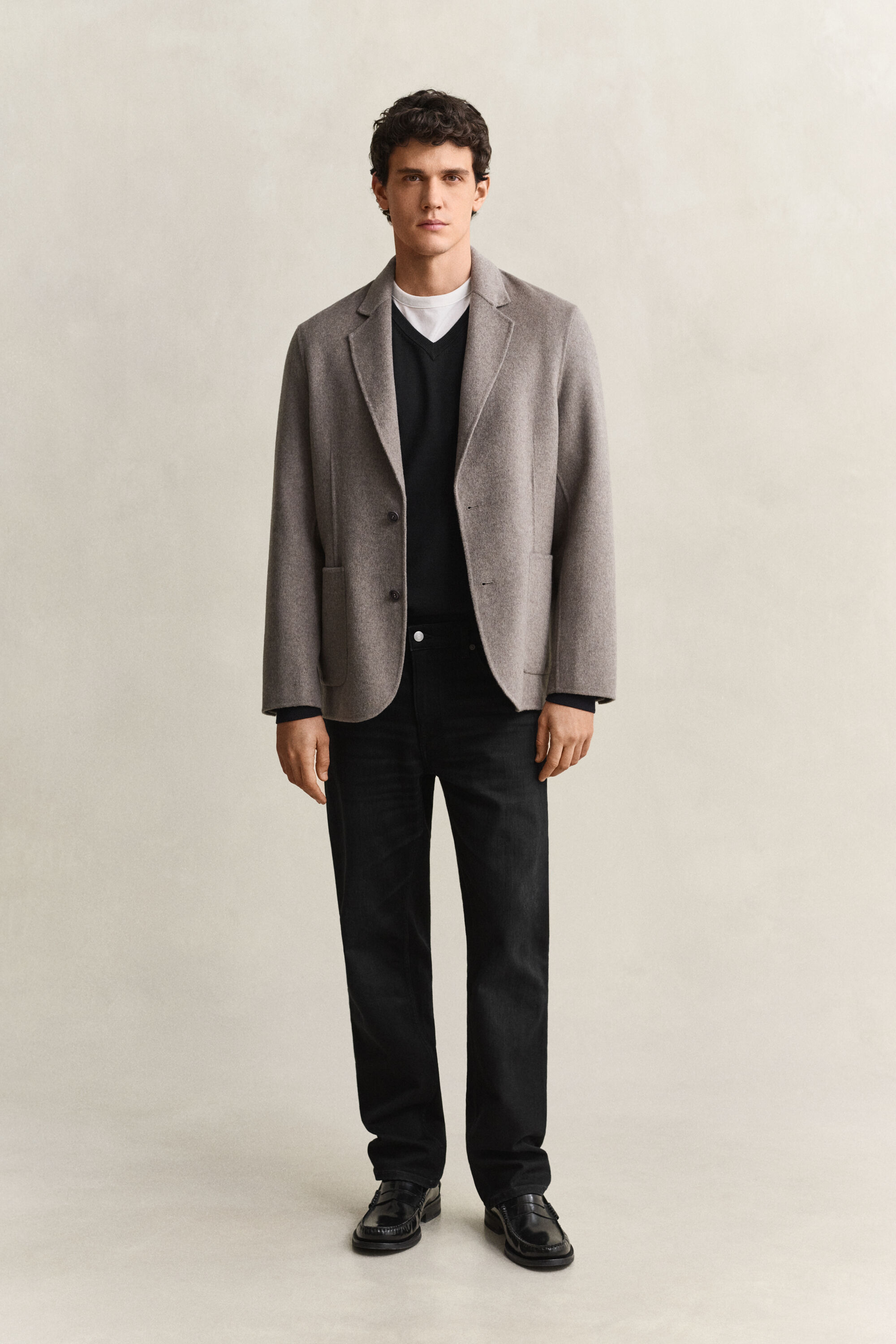 Jersey de algodón con cuello de pico