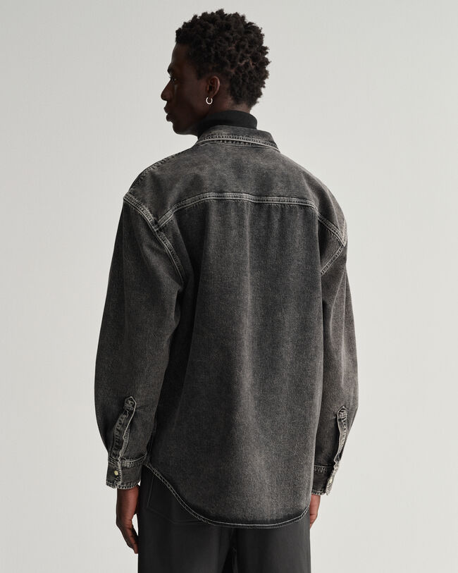 Camisa vaquera extragrande con lavado intenso