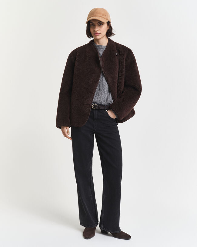 Jersey de cuello redondo en punto de ochos de cachemir