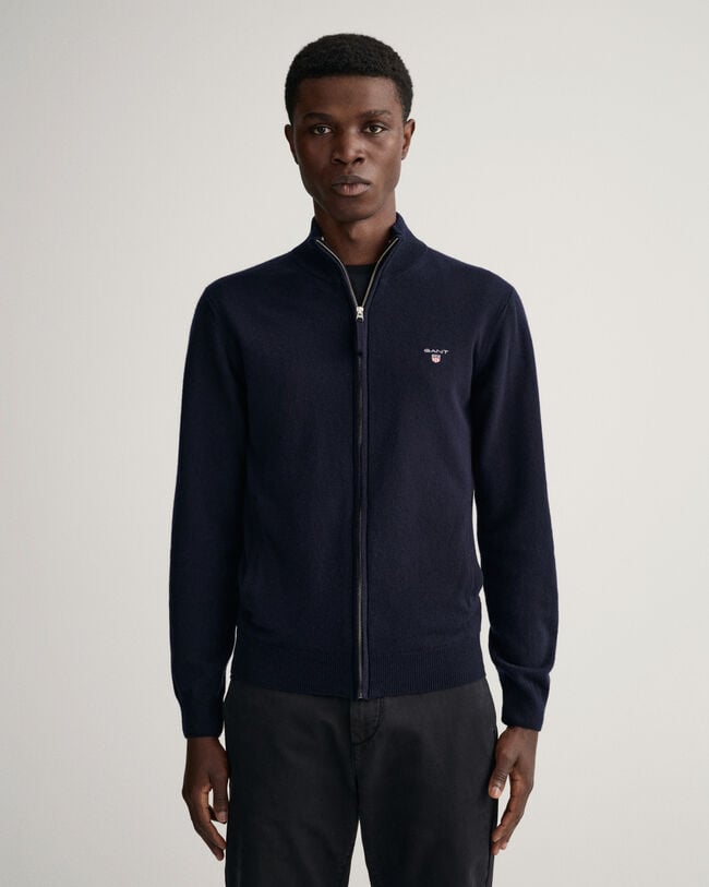 Cárdigan de lana de oveja muy fina con cremallera