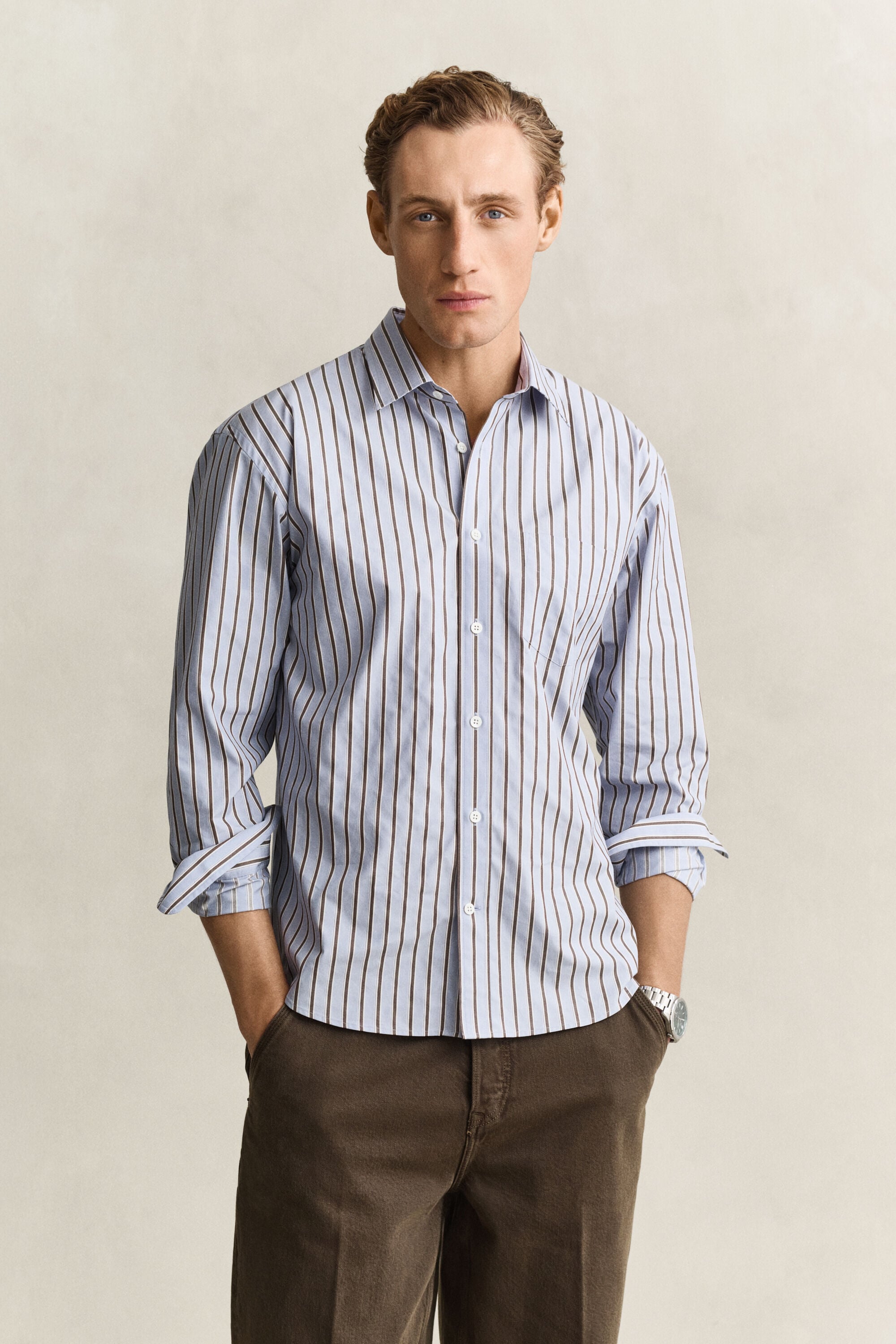 Camisa de rayas con textura labrada