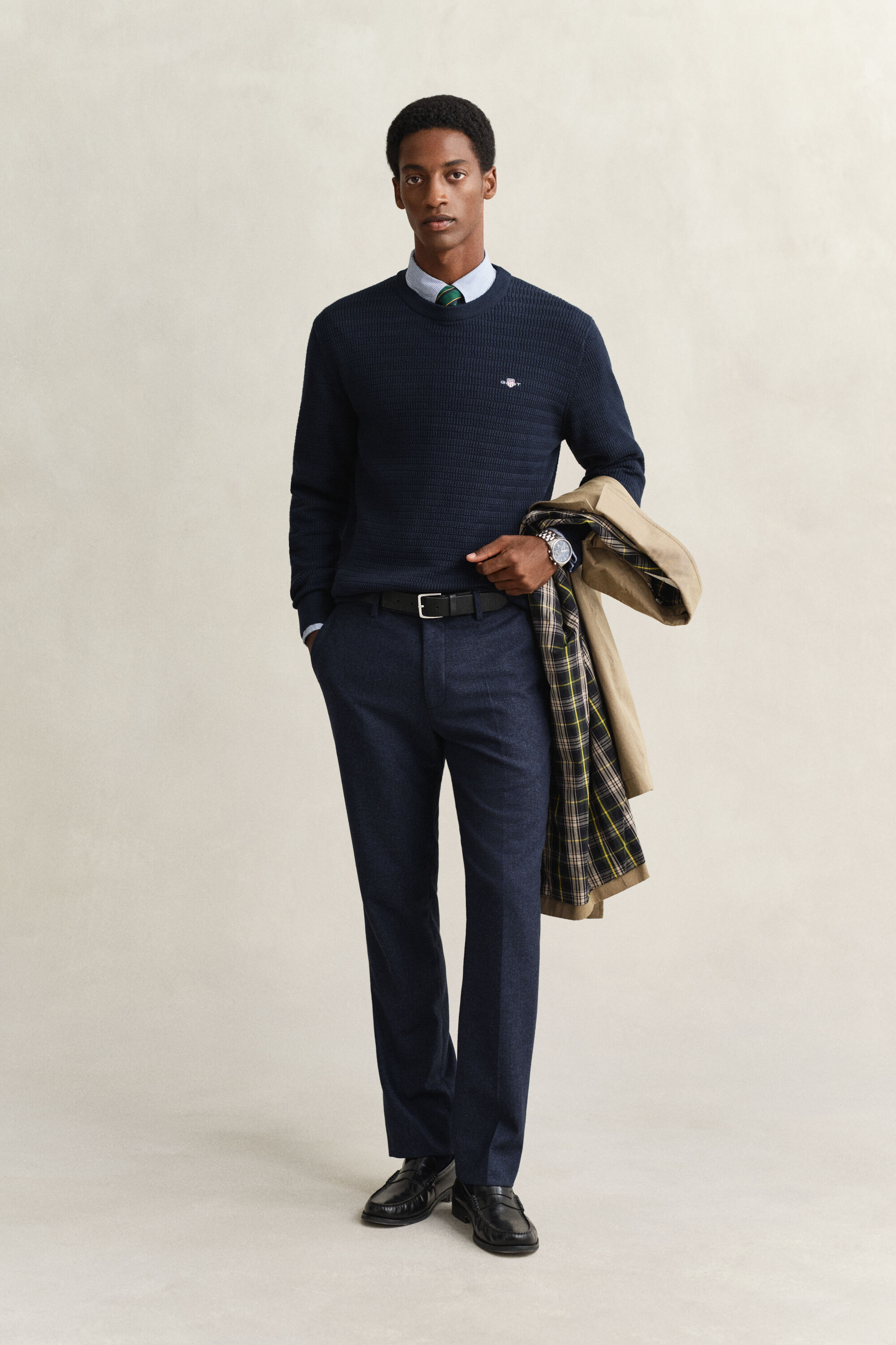 Jersey de cuello redondo y punto de ochos finos