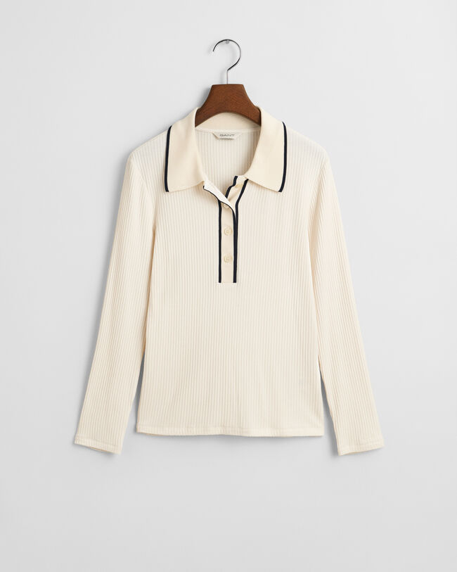 Polo de manga larga acanalado